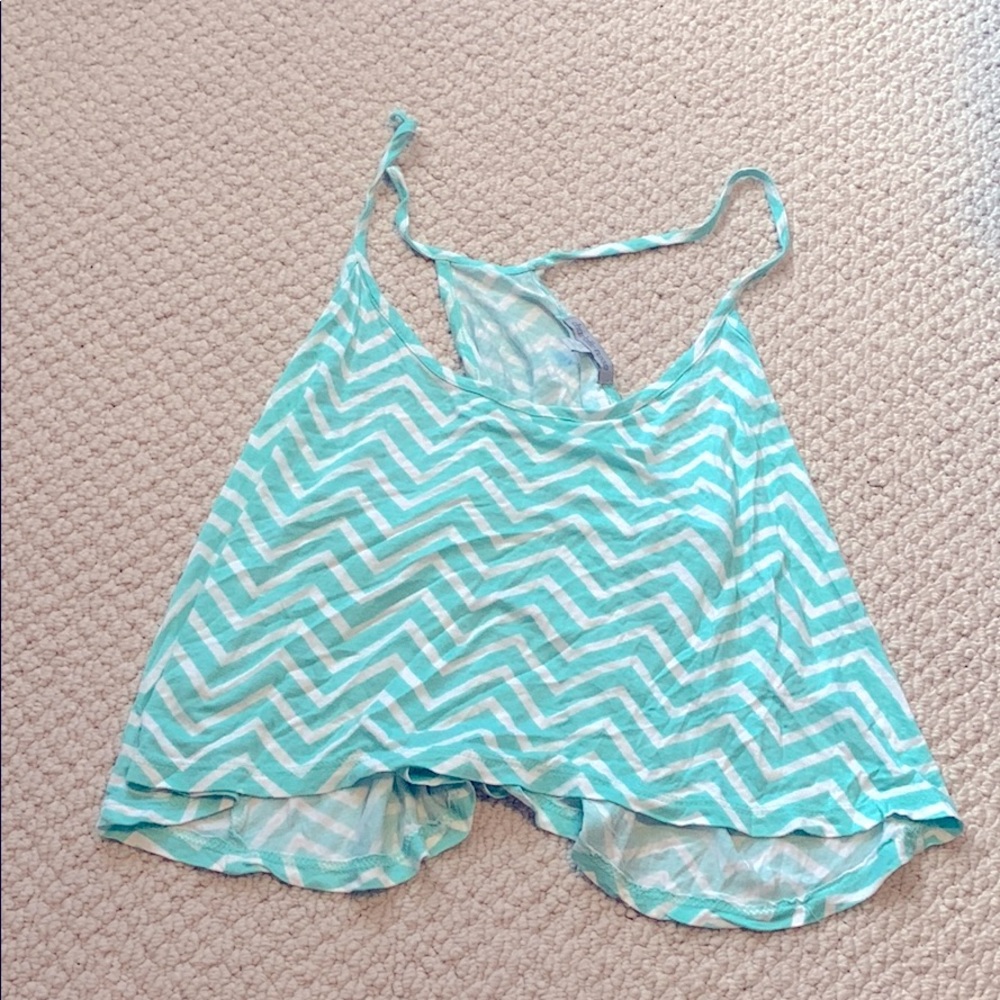 Charlotte Russe Light Blue Chevron Crop Top SZ XL